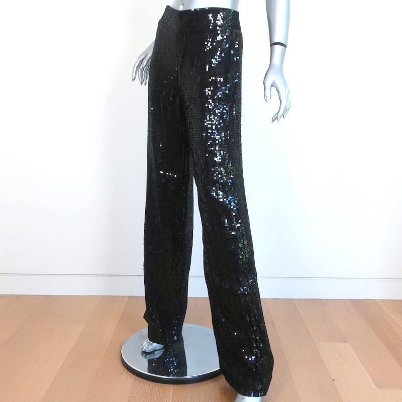 Ro&Zo Petite Sequin Wide Leg Trouser, Black at John Lewis & Partners