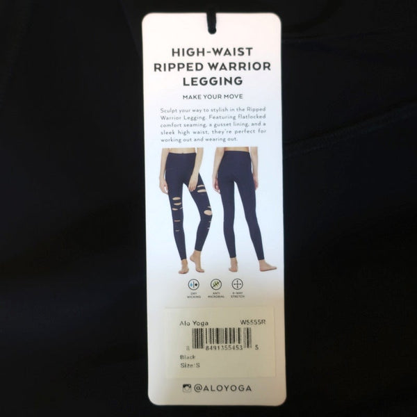 Alo Yoga High-Waist Ripped Warrior Leggings Black Size Small NEW –  Celebrity Owned