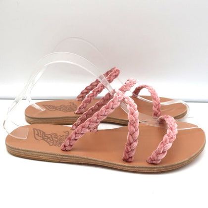 Ancient Greek Sandals Alkmini Slides Dusty Pink Braided Velvet