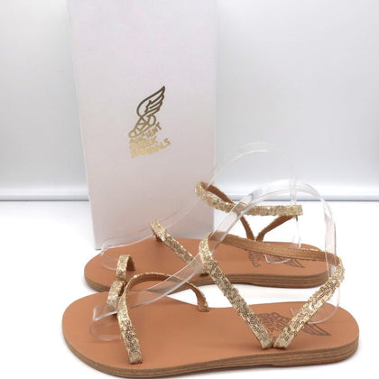 Ancient Greek Sandals Eleftheria Ankle Strap Sandals Gold Sequin