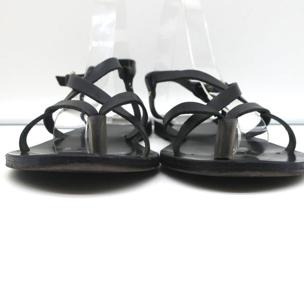 Chloe Demi Flat Slingback Thong Sandals Black Leather Size 38