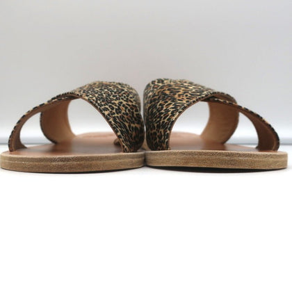 Ancient Greek Sandals Thais Crisscross Slides Leopard Print Satin