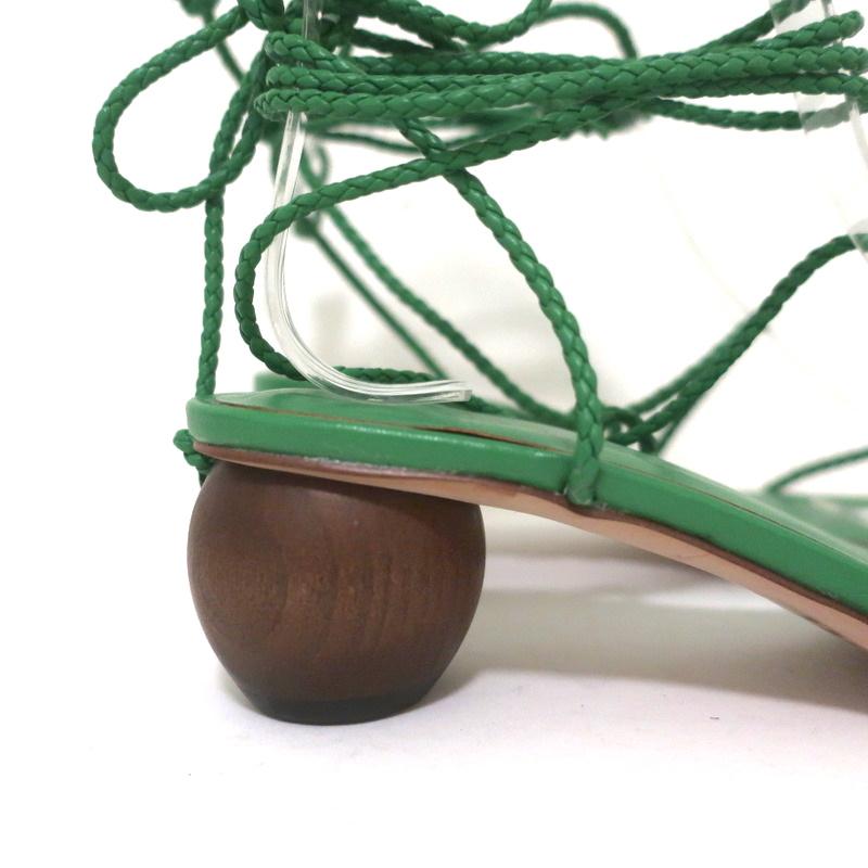 TRACY BRAIDED LACE UP SANDAL IN GREEN