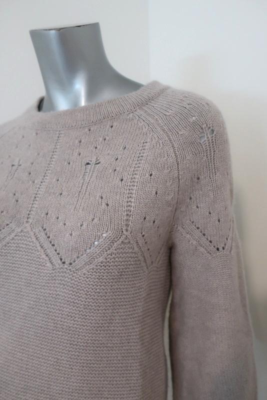 Autumn Cashmere Tie Back Sweater Light Gray Pointelle Knit Size