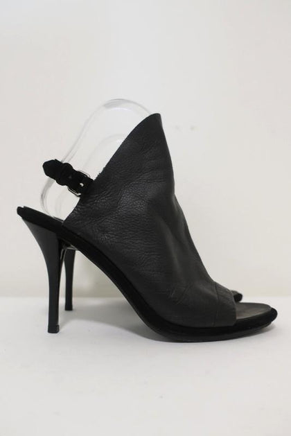 Balenciaga Womens Suede Open Toe Glove Slingback Heels Black White Siz -  Shop Linda's Stuff