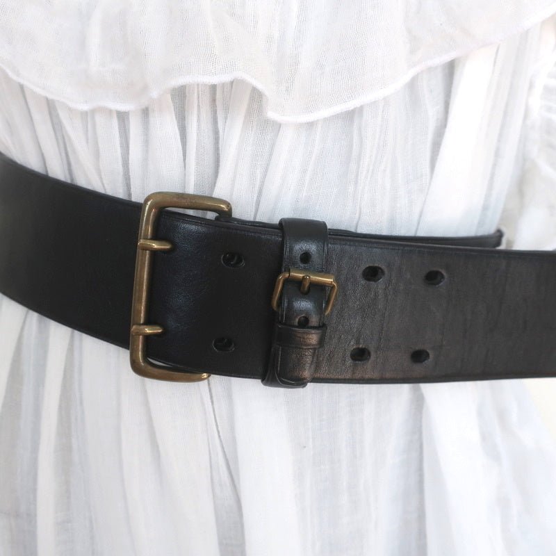 Nili Lotan Nili's Belt Black w/Antique Silver Buckle 75