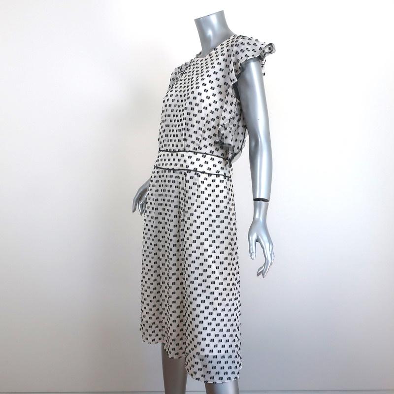 BCBGMAXAZRIA Dress Shelia White Black Dotted Chiffon Size 6