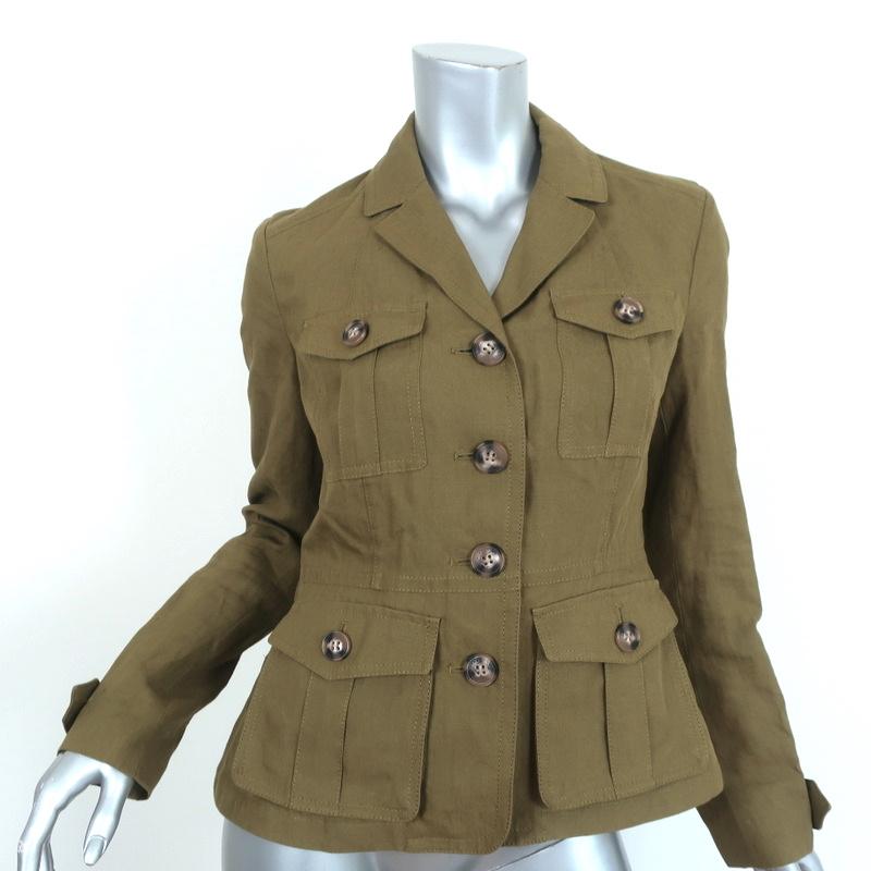 Burberry Brit Military Jacket Symdale Olive Linen Size US 4 – Celebrity  Owned