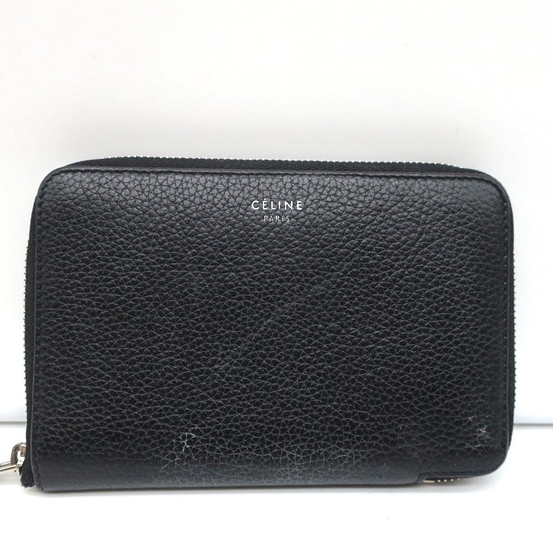 Celine Medium Zip-Around Wallet Black Grained Leather