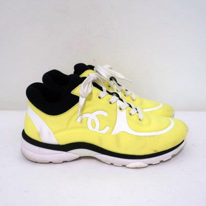 Chanel CC Lycra Sneakers Neon Yellow Size 37 – Celebrity Owned