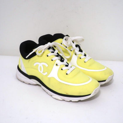 Chanel CC Lycra Sneakers Neon Yellow Size 37 – Celebrity Owned