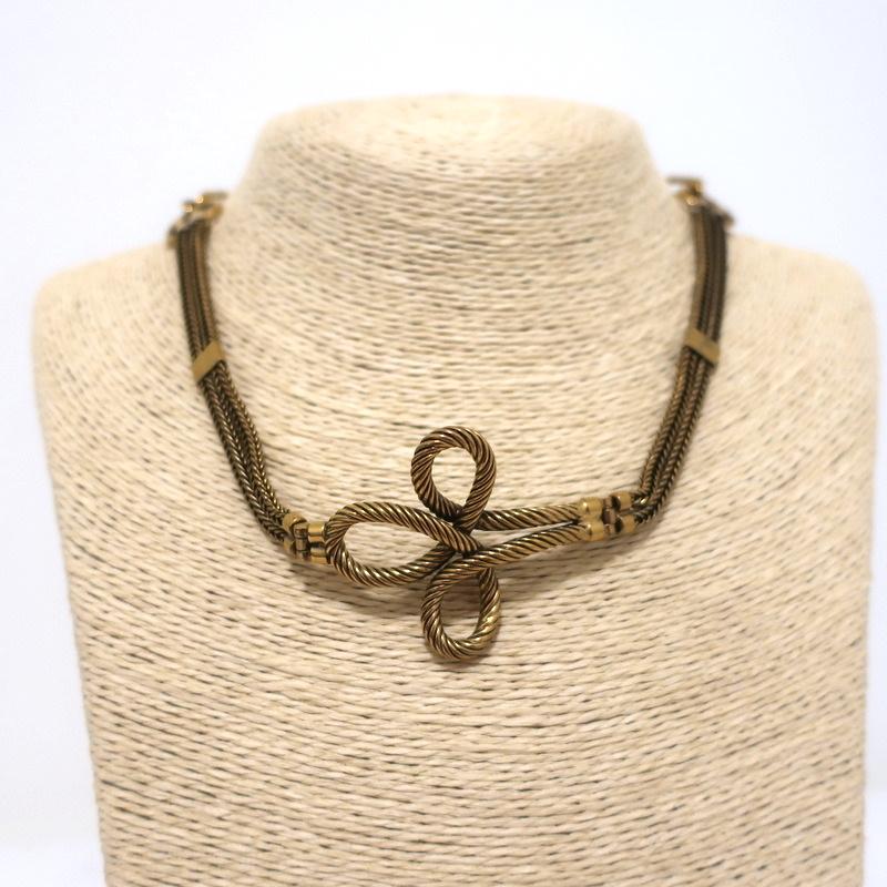 Christian Dior Knot Necklace Gold Cable & Chain Link