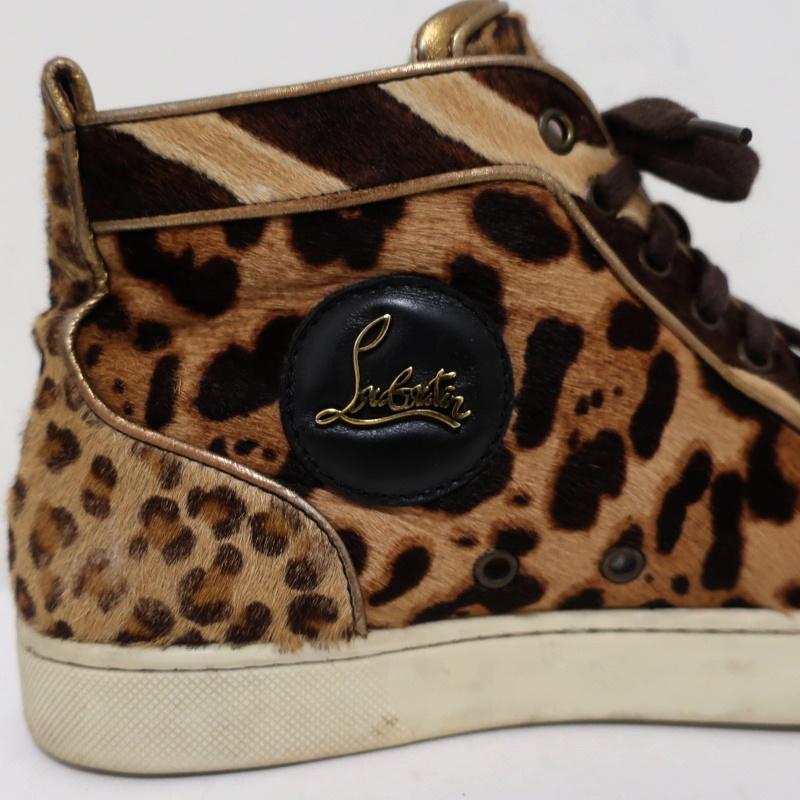 Christian Louboutin Rantus Orlato High Top Sneakers Leopard Pony Hair Size 39