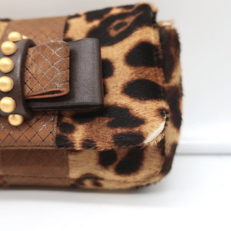 Christian Louboutin Panettone Spiked Leopard-Print Zip Wallet, Brown