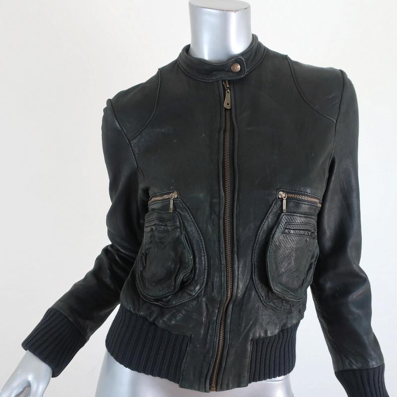 DOMA Leather Bomber Jacket Black Size 00 / Extra Small – Celebrity