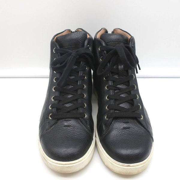 Gianvito Rossi High Top Sneakers Black Grained Leather Size 43.5