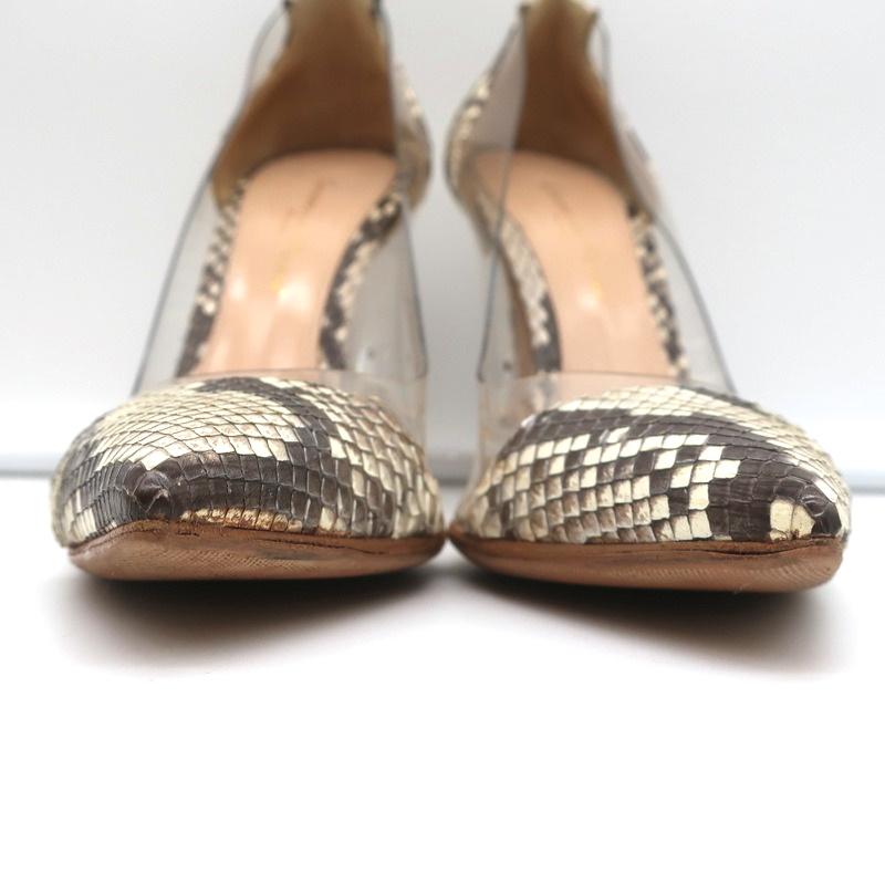 Gianvito Rossi Plexi Pumps Python & PVC Size 37 Pointed Toe Heels