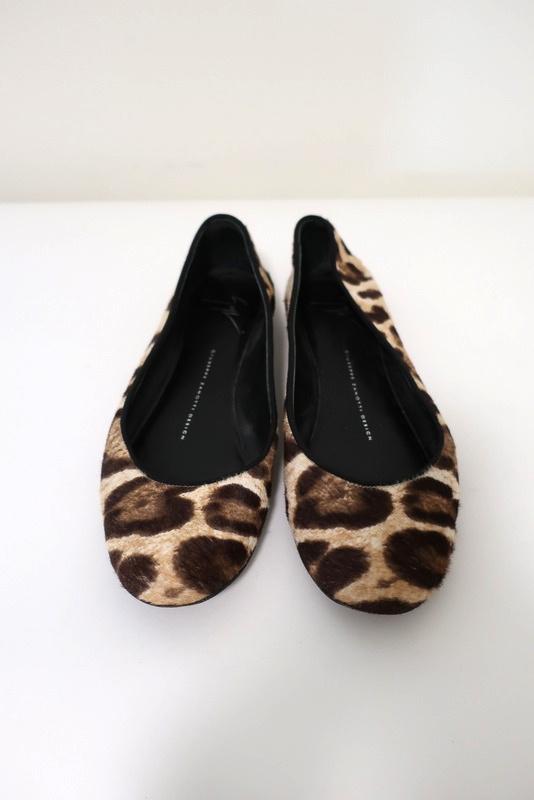 Giuseppe Zanotti Ballet Flats Leopard Print Pony Hair Size 38.5