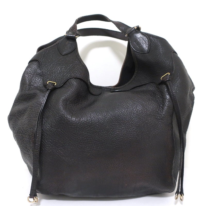 Gucci Black Grained Leather Shoulder Hobo Bag