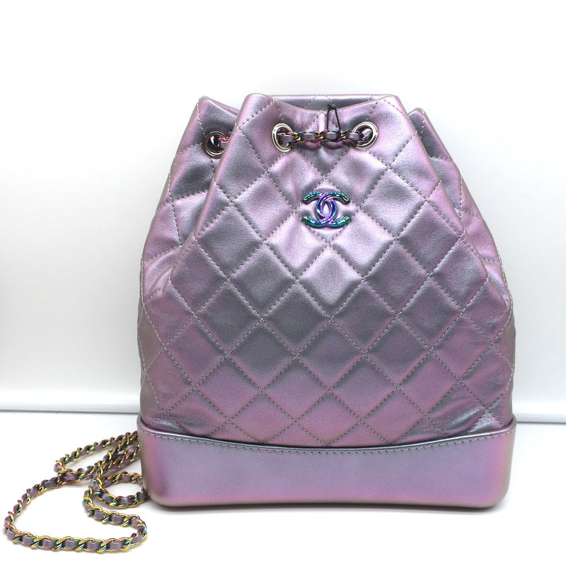 Chanel Black/Purple Distressed Leather Gabrielle Backpack