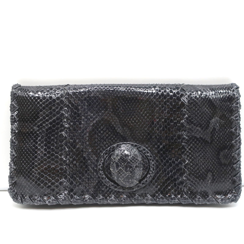 Bottega Veneta Snakeskin Turnlock Clutch Bag