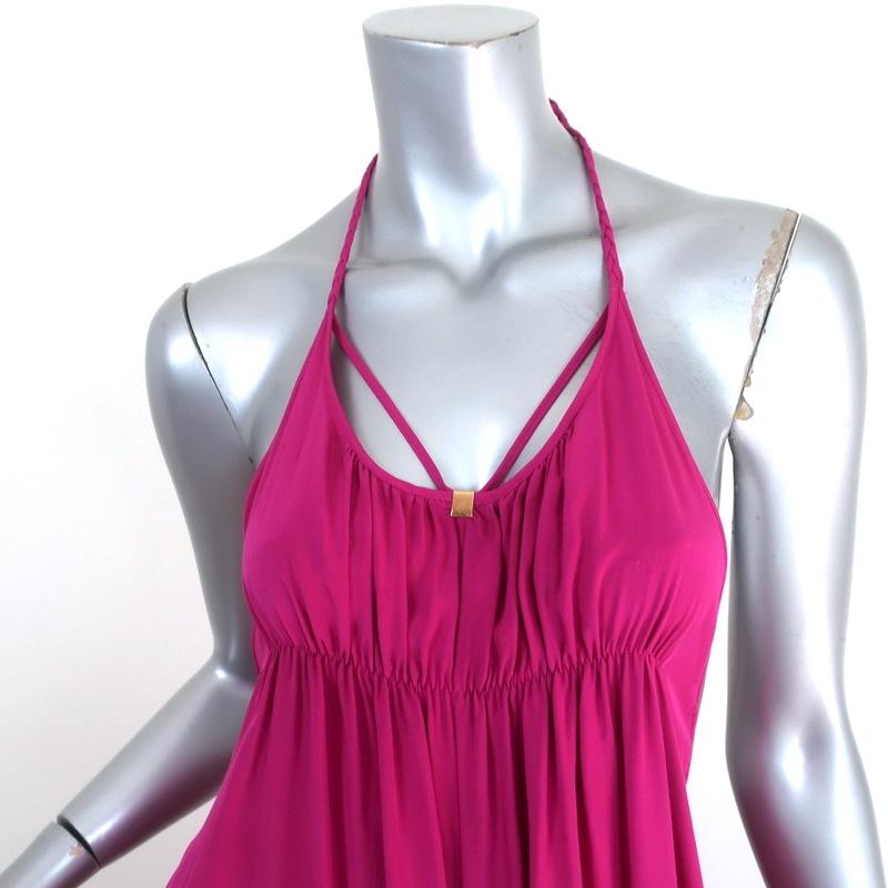 Louis Vuitton Halter Jumpsuit Hot Pink/ Fuchsia Silk Open Back Wide Leg  Large