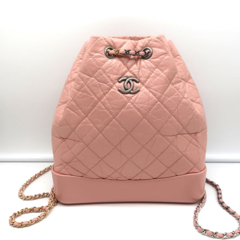 Pre-owned Chanel Gabrielle Leather Backpack In Green