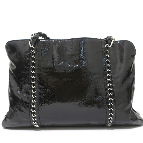 Arrive in Luxury Black Tweed Lurex Chain Strap Shoulder Bag