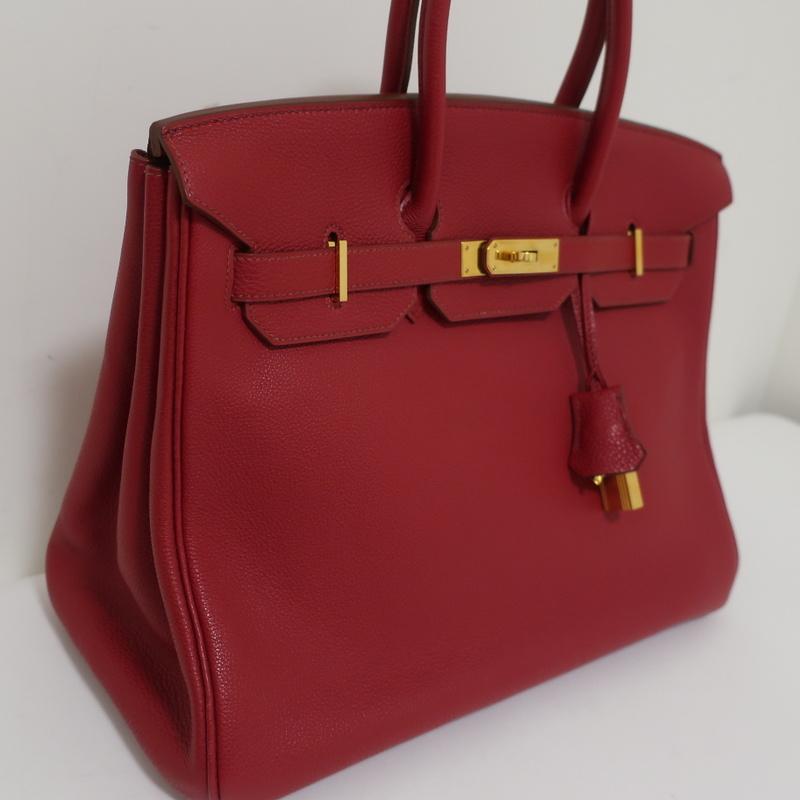 Hermes Birkin 35 Rouge Garance K Stamped Handbag