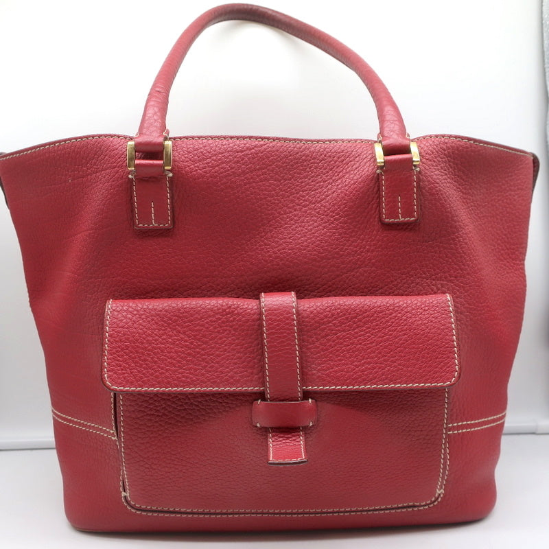 Loro Piana Globe Bag Red Grained Leather Large Shoulder Bag