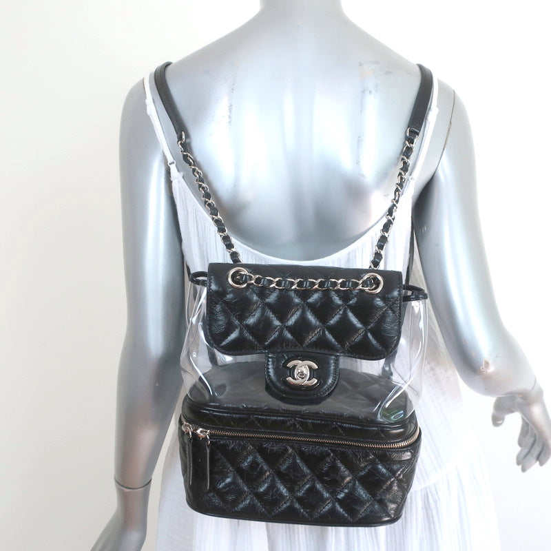 Chanel Aquarium Backpack Black Crumpled Leather & Transparent PVC Smal –  Celebrity Owned