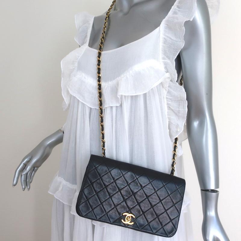 Chanel Black Quilted Lambskin Full Flap Bag Chanel  TLC