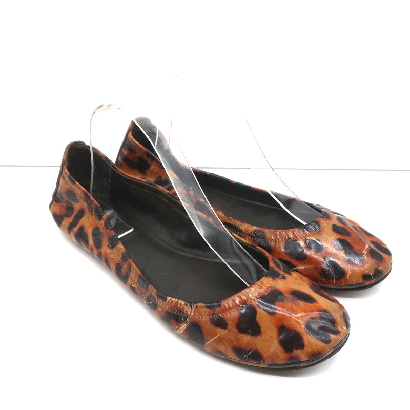 Tory Burch Eddie Ballet Flats Leopard Print Patent Leather Size  –  Celebrity Owned