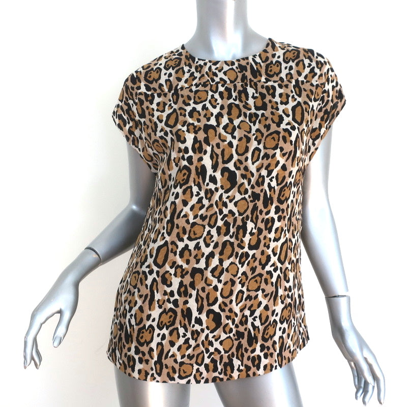 Tory Burch Blouse Leopard Print Silk Size 6 Cap Sleeve Top – Celebrity Owned