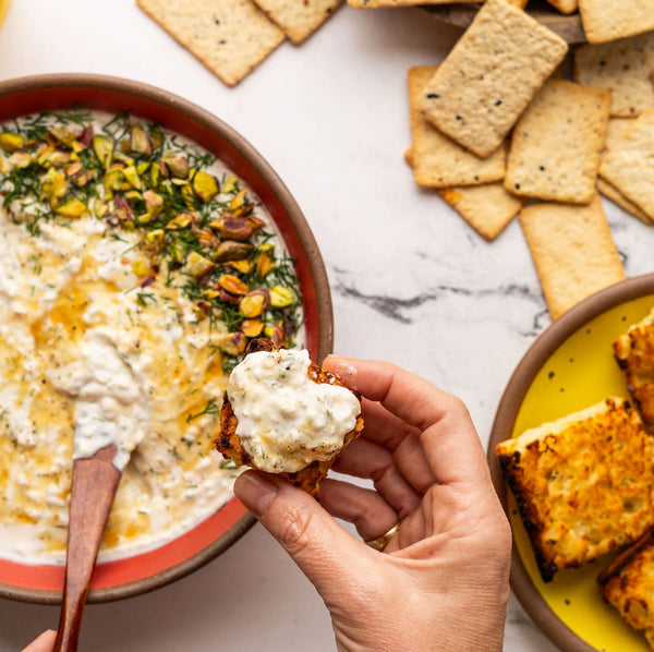 Whipped Feta & Hot Honey Dip Served with Broiled Biscuits