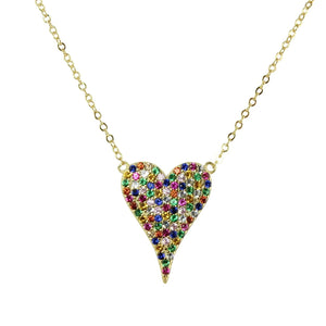 Multi color pave heart necklace - KC Signatures