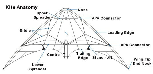 Parts of a stunt kite, trick kite