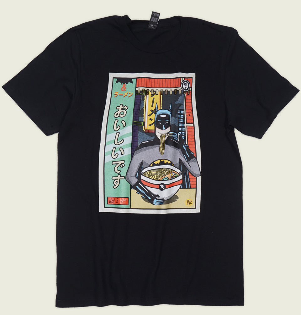 T-shirt AND RAMEN by Andrew Steger Black Graphic Tee Shirt 