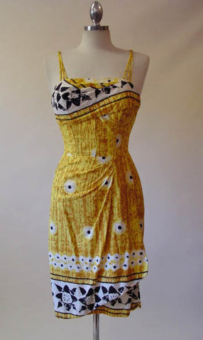 SOLD - Alfred Shaheen Goldenrod Sarong Dress – VIP - Vintage In Paradise
