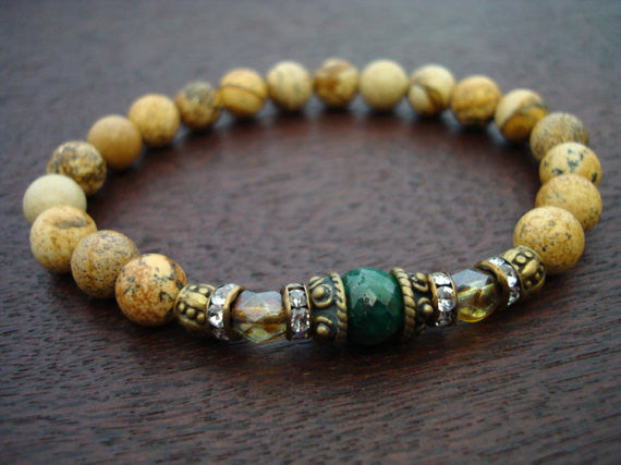 Womens Emerald Mala Bracelet | औं 5th Element Yoga