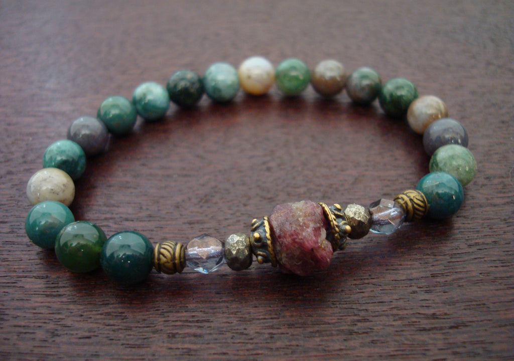 Womens Raw Ruby Compassion Bracelet | औं 5th Element Yoga