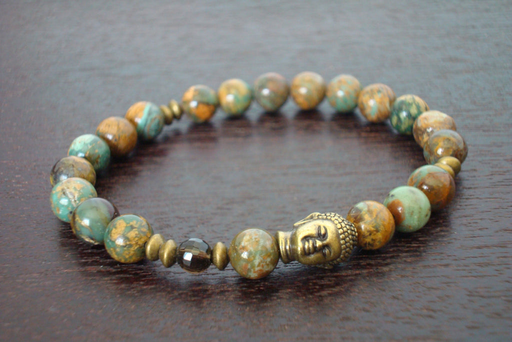 Womens Green Opal Akasha Mala Bracelet | औं 5th Element Yoga