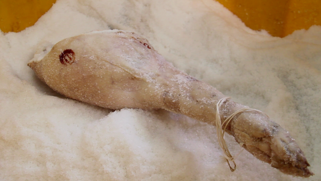 Knochenschinken vom Eichelschwein im Salz
