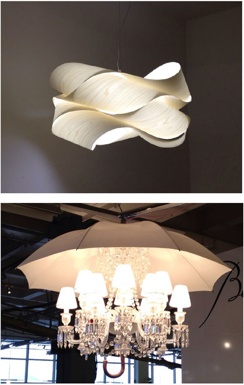 Wooden veneer sculpture lamp