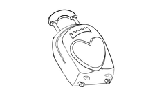 Princess Heart Suitcase Outline