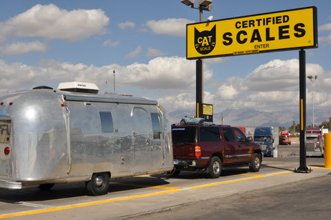 Vintage Airstream on a truck scale