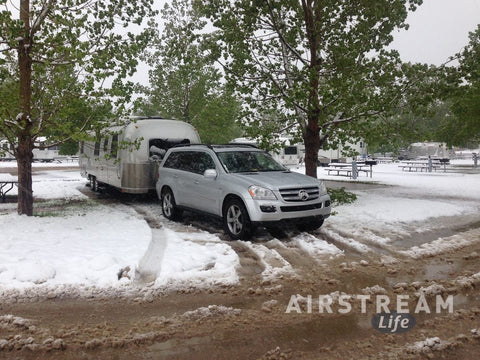 Airstream in Rocky mountain slush