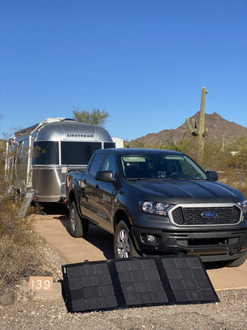 Airstream with portable solar panel