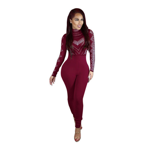 long sleeve jumpsuit skinny leg