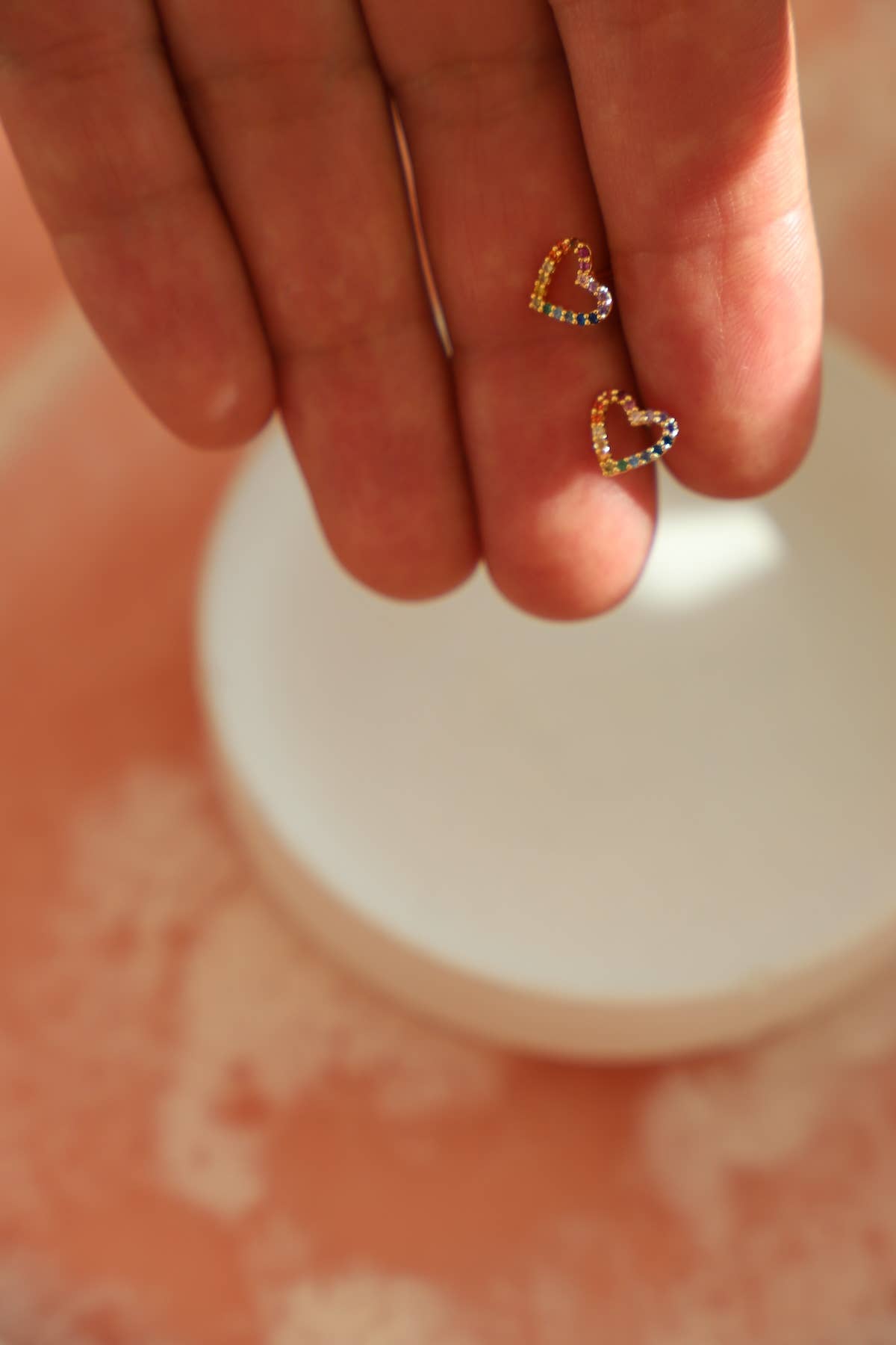 Rainbow Heart Studs